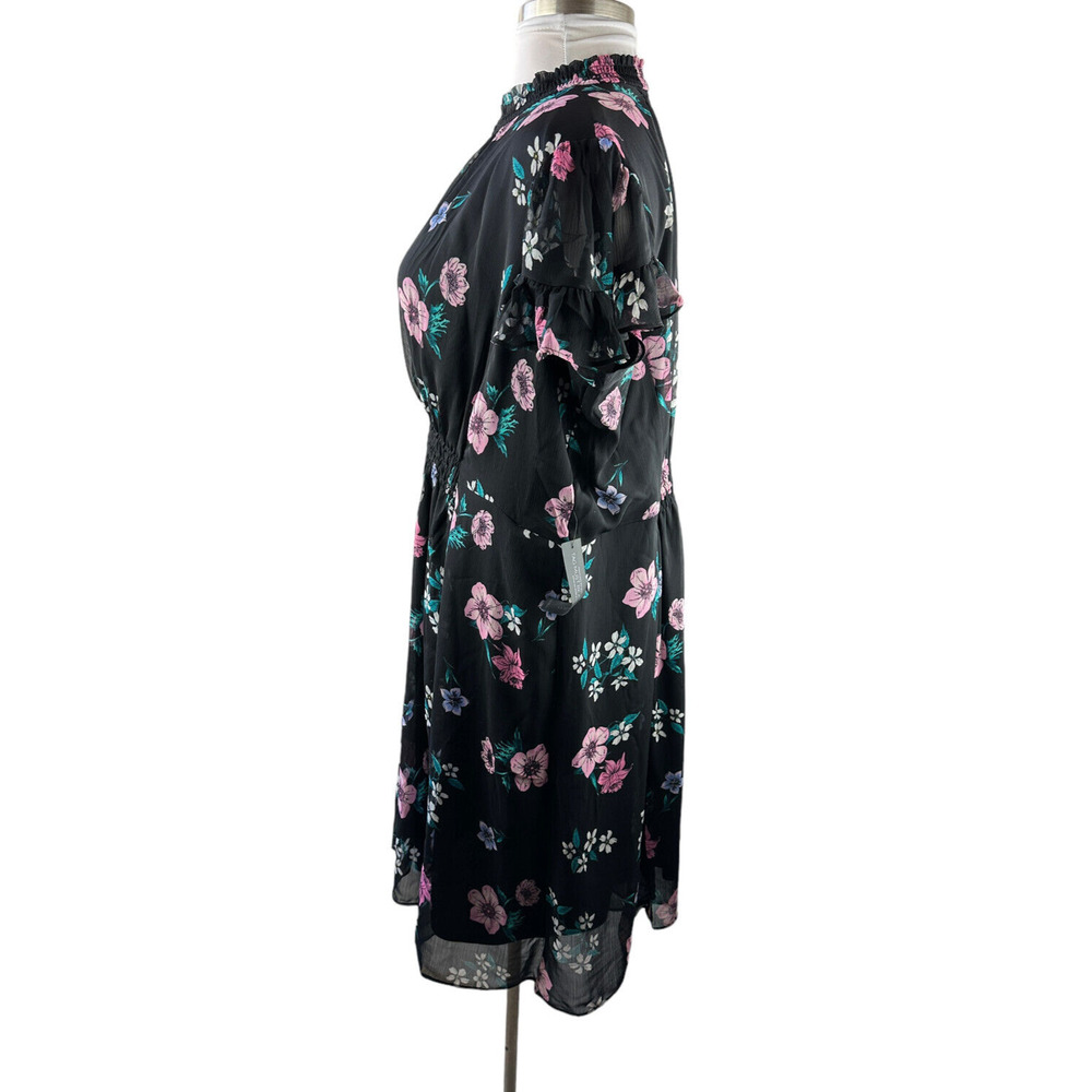 NWT Lane Bryant Floral Dress Black Smocked Keyhole Chiffon Plus Size 24 P - Picture 7 of 14